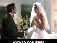 NERVOUS BIG TIT BRUNETT WIFE FUCK BIG DICK BEFORE WEDDING IN GOWN