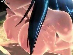 Salacious anime tasting long penis