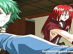 Sexy hentai gay ninja fighting with a masked dude