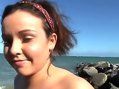 Nature girl Riley hits the beach with a SCORE Group cameraman and...