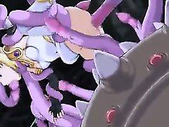 Cute hentai Elf Princess caught and tentacles monster drilled