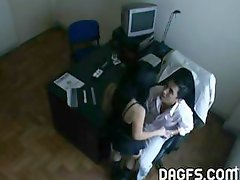 Hidden cam catches this couple at work getting in a quick fuck
