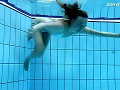 Underwater bikini striptease with skinny girl