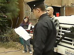 Brianna Banks offers the police officer a blowjob and he fucks her twat