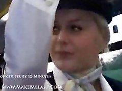 Busty stewardess hot handjob