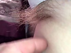 Long pubic hair sticking from her pantys