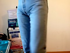 Crossdresser with diaper under jeans