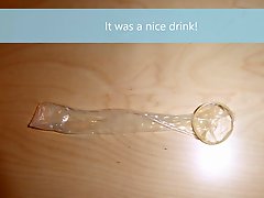 Drinking cum from a condom