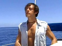 Outdoor threesome fucking on a yacht