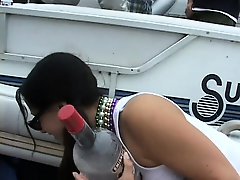 Tanked sluts flash their tits for a chance to get some beads