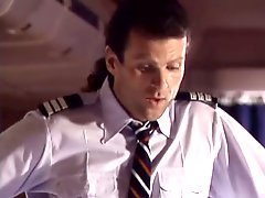 Horny pilot drills hard seductive brunette stewardess