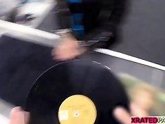 Bitchy vinyl collector gets her pussy fucked hard