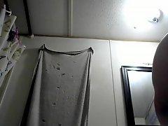 Hot pregnant mom take a long pee naked in bathroom with huge tits hanging