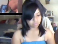 Mexican brunette watches big dick on webcam and gets aroused
