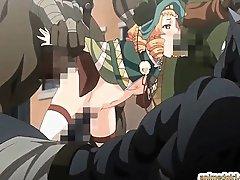 Anime cutie brutally monsters gangbang fucked and creampie