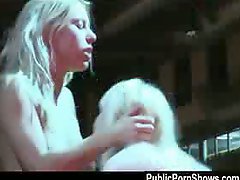 Two hot stripper work each others cunt with a toy