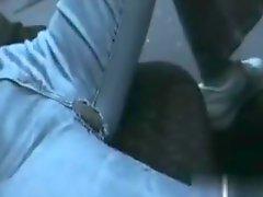 Cum-Hole play throughout jeans in car and abode