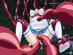 Pregnant anime caught and drilled all hole by tentacles mons