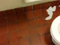 Dirty Public Toilet Cock Stroking and Cum In Tiny Panties