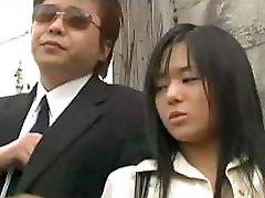Japanese babe has to put out and fuck for these businessmen