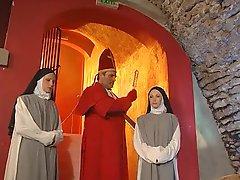 Naughty nuns in a threesome get naughty