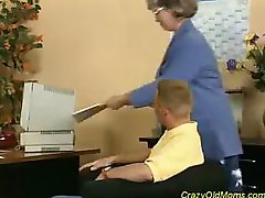Crazy Old Mom Gets Cock Fucked in the Office