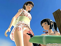 Japanese 3d hentai shemale gets handjob and cumshot