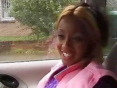 Cute German black girl in passenger seat