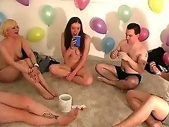 Amateur girls and guys at bisexual party