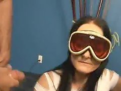 Melissa Laurens Hands Squirts sperm onto Her Goggles