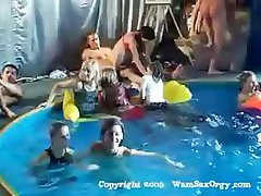 Group sex swingers pool party with hot sucking and fucking