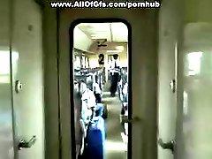 Crazy gf blowjob video in the train