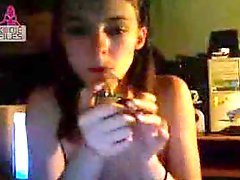 Webcam horny teen girl shows us her holes, smokes and uses her hair brush