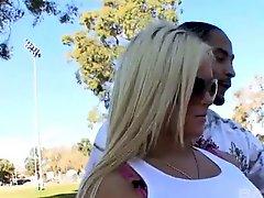 Blonde is amazed at the rate at which she reaches orgasm while circling her ass on a huge penis