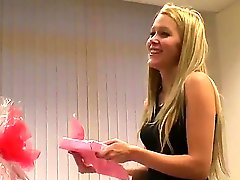 A really appetizing blond named Sophie Moone looks through Christmas-themed presents and finds a very interesting things in the packages. Meanwhile, you can understand how good she is!