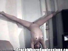 Prostitute Celeste Performing a Naked Hand Stand Split