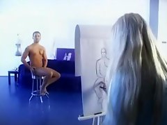 Nicole Sheridan blows the male nude model