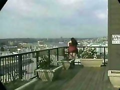 Chubby Brunette Teases On Roof Top