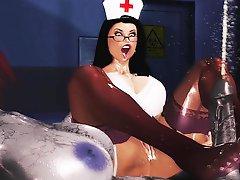 Nurse gives Futa Demon a footjob