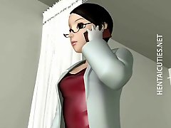 Horny 3D anime nun suck penis