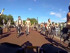 Nudists on public bikes