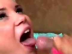 Sluty brunette Tanner Mayes splAshed in the face with hot cum