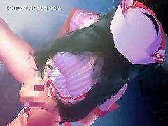 Superb hentai doll vibing her snatch and blowing dick