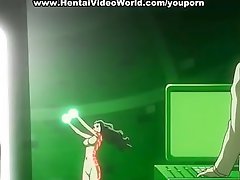 Dirty anime maid rides a hard cock