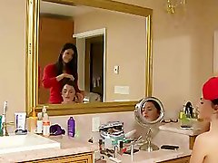 Sexy hairy stepmom seduces her stepdaughter and has lesbian sex