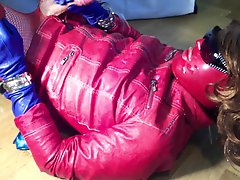 GLOVER - red&blue leather jerking