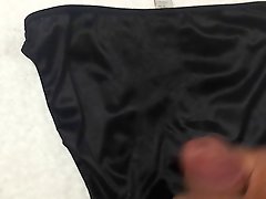 Cumming on Black Satin Panties