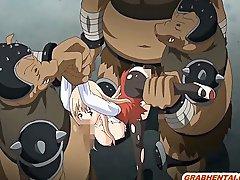 Caught hentai coed gangbang by monsters
