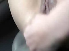 Sexy Brunette Fucker Hself With Dildo In Moving Car