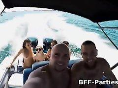Banging Four Hot Teens in Bikini on a Boat